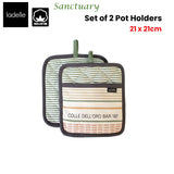 Ladelle Sanctuary Cream Set of 2 Pot Holders 21 x 21 cm - Front View