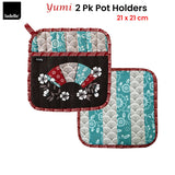 Ladelle Yumi Set of 2 Pot Holders 21 x 21 cm - Front View