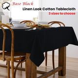 Ladelle Base Black Linen Look 100% Cotton Tablecloth 150 x 300 cm - Front View