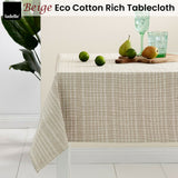 Ladelle Beige Eco Cotton Rich Tablecloth 150 x 265 cm - Front View