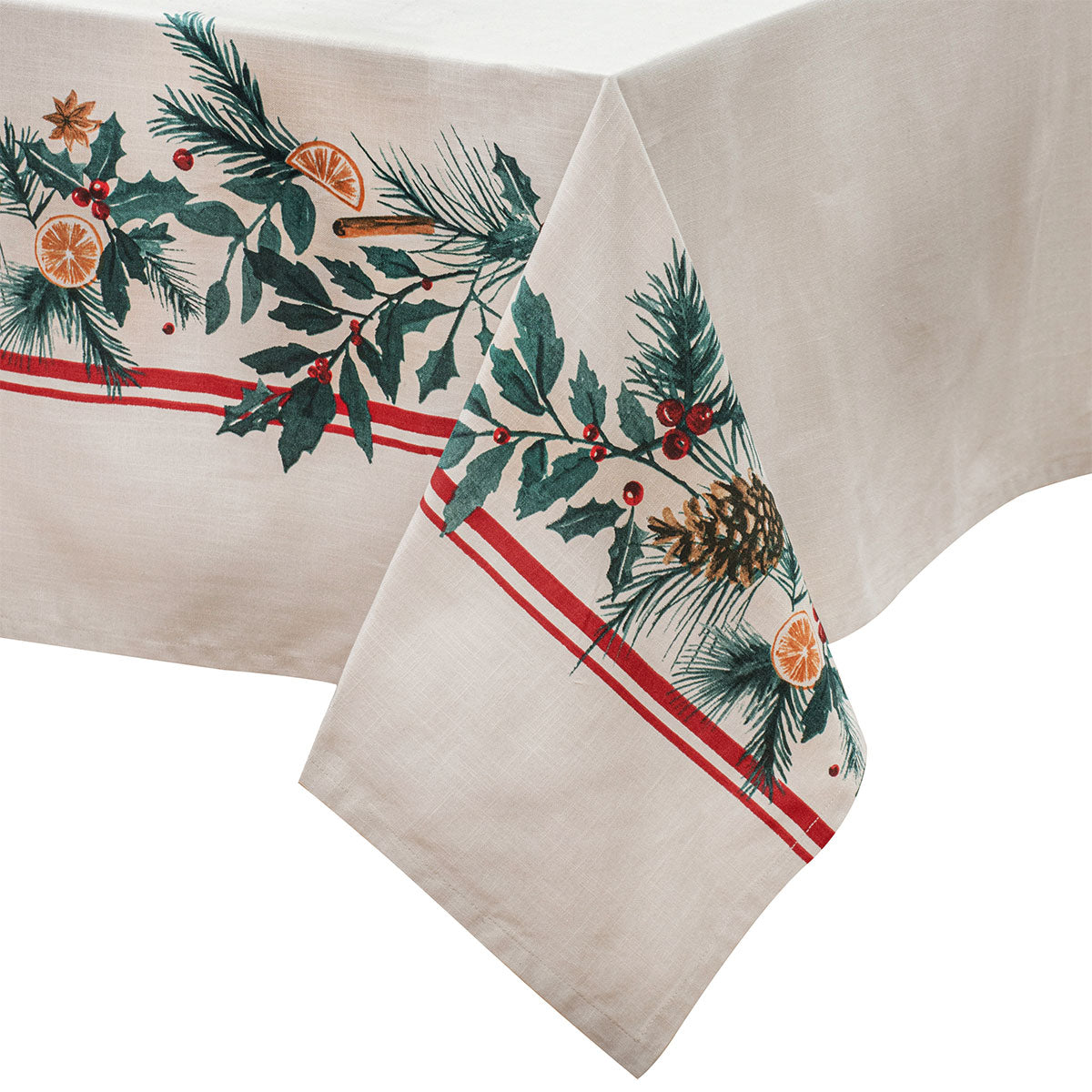 Ladelle Elegant Cotton Christmas Tablecloth for Holiday Gatherings - 150 x 230 cm