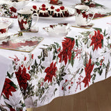 Elegant 100% Cotton Poinsettia Christmas Tablecloth for Holiday Dining - 150 x 300 cm - Side View