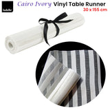 Ladelle Cairo Ivory Woven Vinyl Table Runner 30 x 155 cm - Front View
