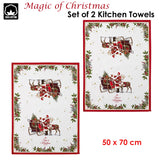 Ashdene Magic of Christmas by Richard Macneil Set of 2 Cotton Kitchen Towels 50 x 70 cm - Front View
