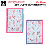 Cherry Blossom Elegance: Set of 2 Cotton Kitchen Tea Towels (50 x 70 cm)