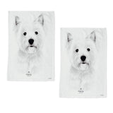 Set of 2 Delightful Dogs Cotton Kitchen Tea Towels 50 x 70 cm West Highland