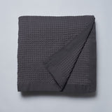 Logan and Mason Luxurious Charcoal Waffle Blanket - 100% Cotton, Single/Double Size