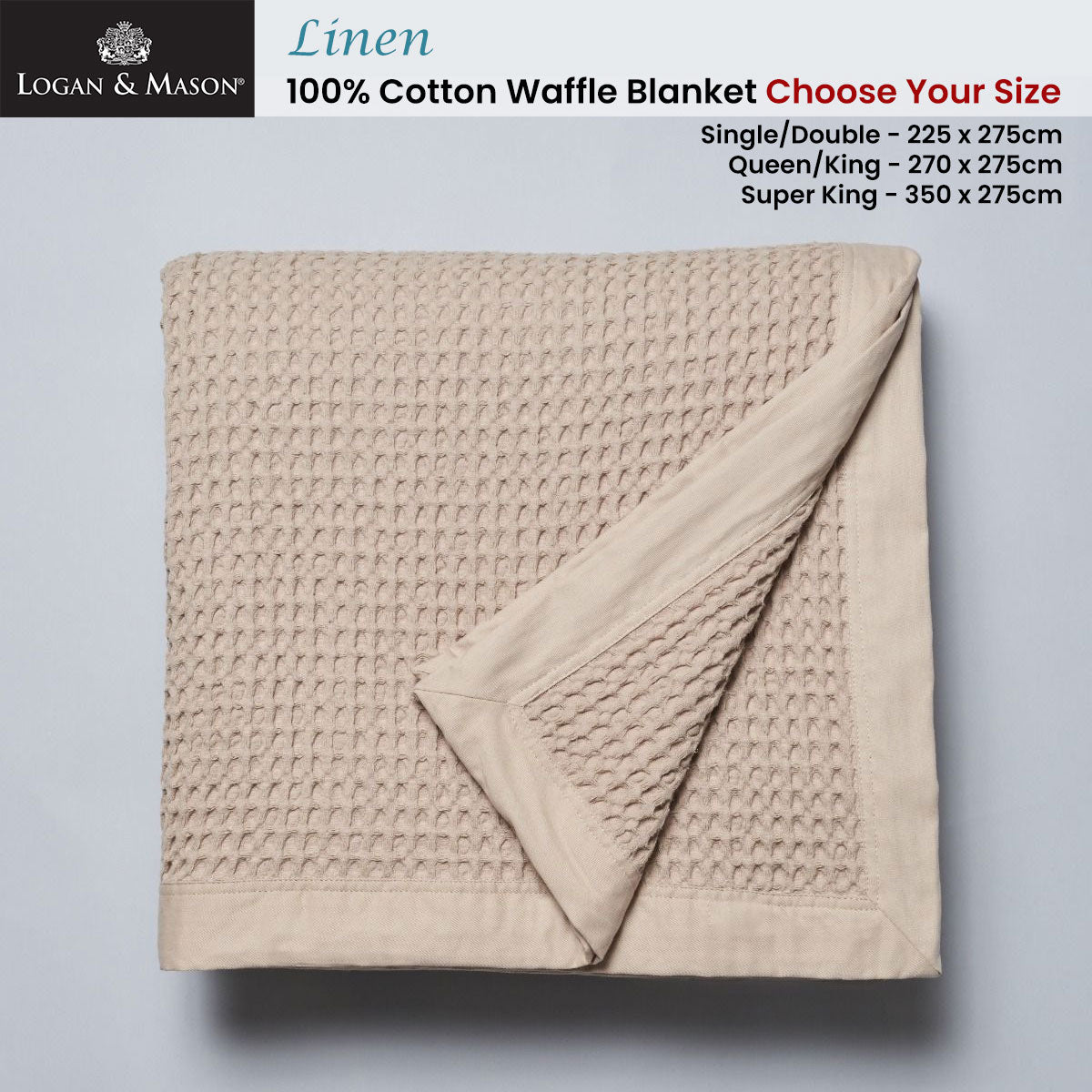 Logan and Mason Luxe 100% Cotton Waffle Blanket for Queen/King Beds