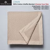 Logan and Mason Luxe 100% Cotton Waffle Blanket for Queen/King Beds - Front View