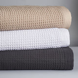 Logan and Mason Luxe 100% Cotton Waffle Blanket for Queen/King Beds - 45-Degree Angle