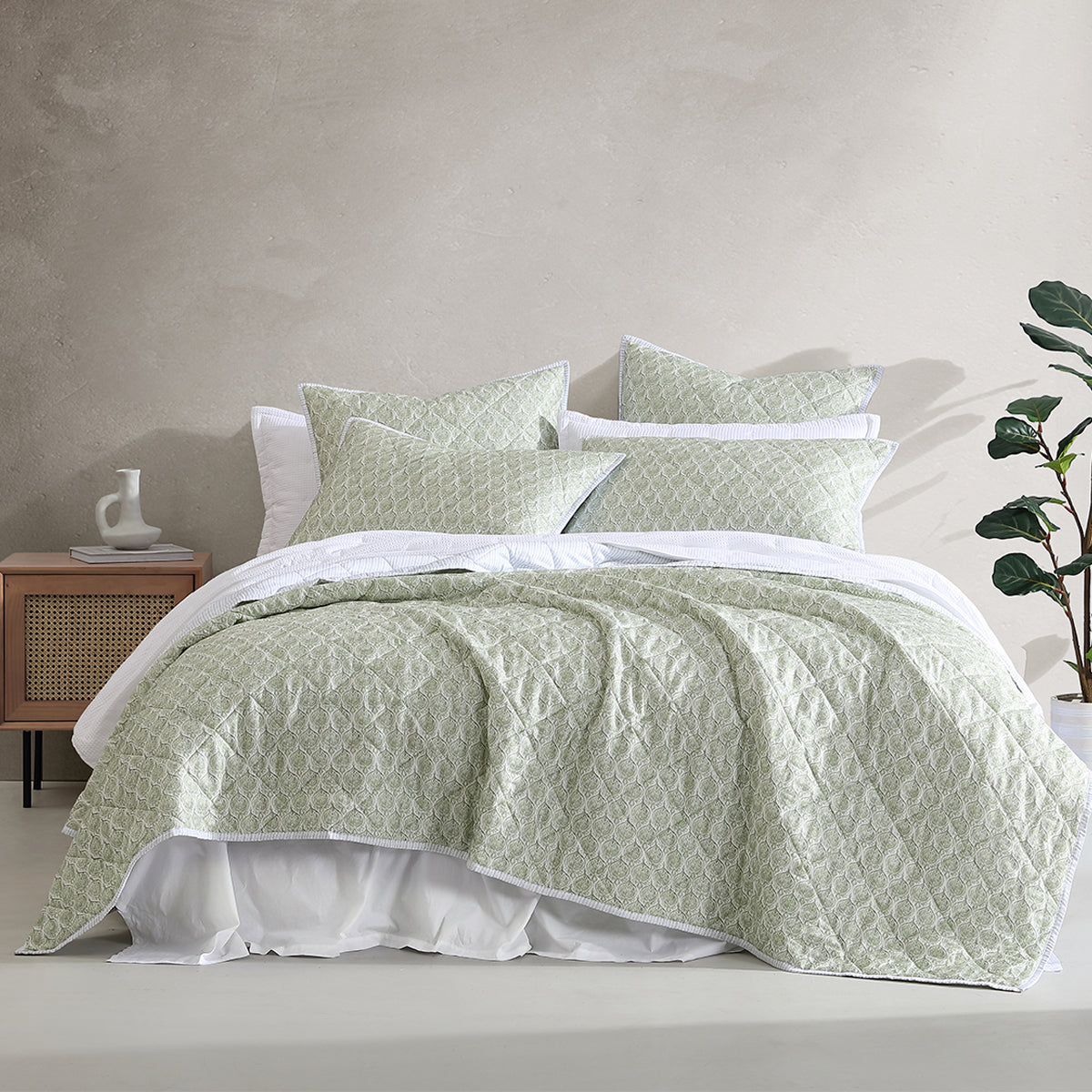Logan and Mason Shelby Sage Boho Quilted Coverlet Set for Single/Double Beds