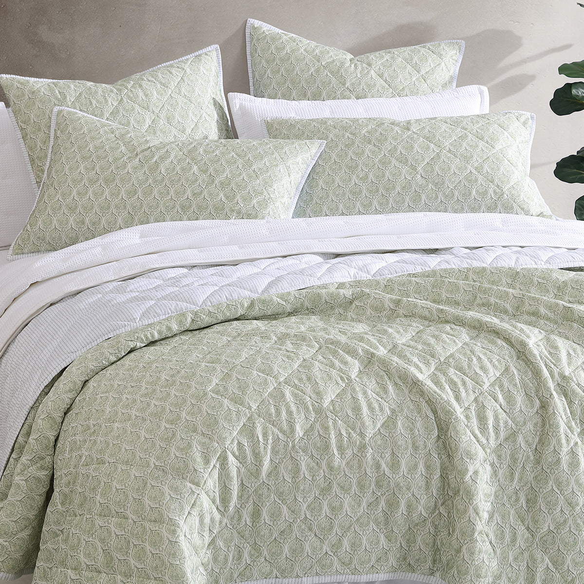 Logan and Mason Shelby Sage Boho Quilted Coverlet Set for Single/Double Beds