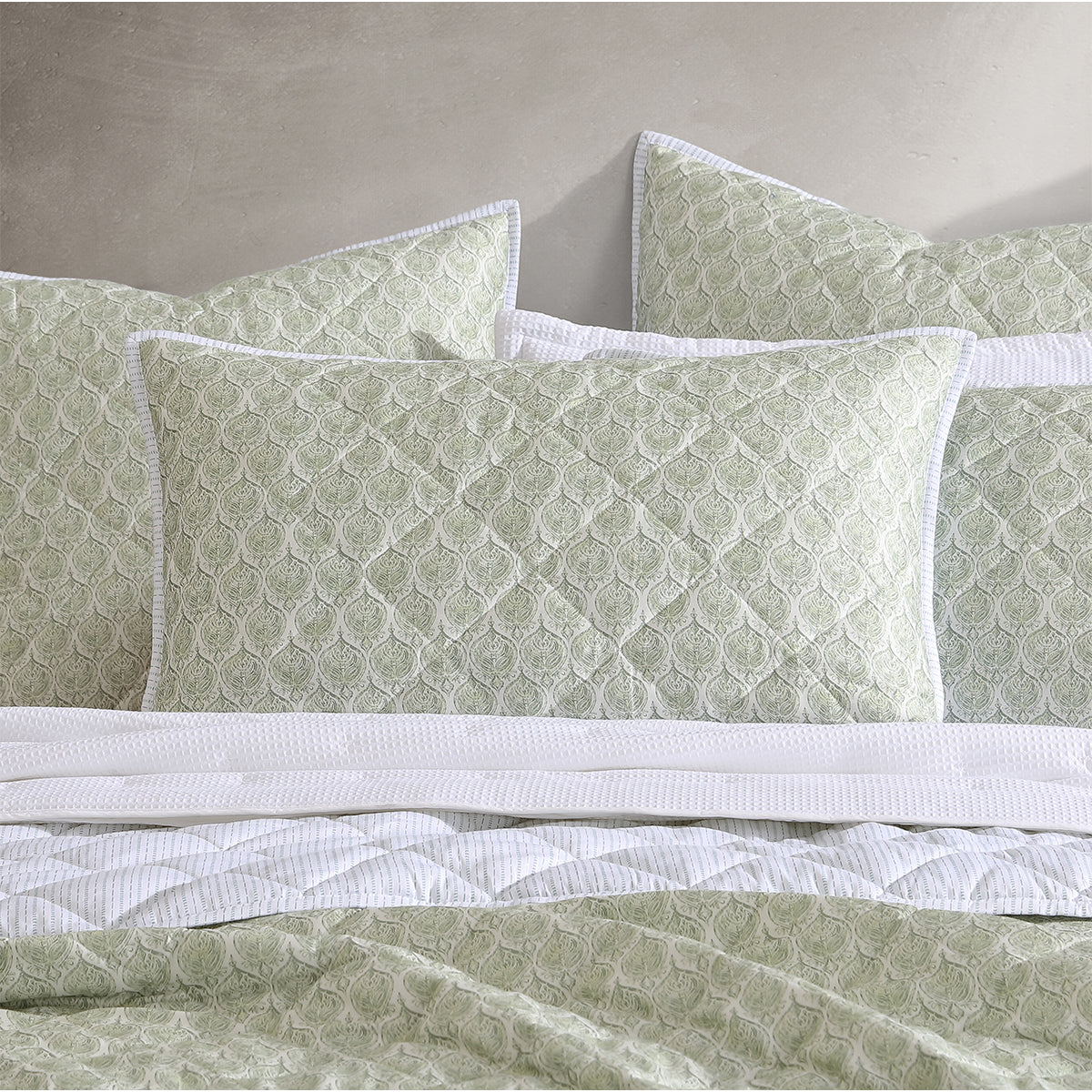 Logan and Mason Shelby Sage Boho Quilted Coverlet Set for Single/Double Beds