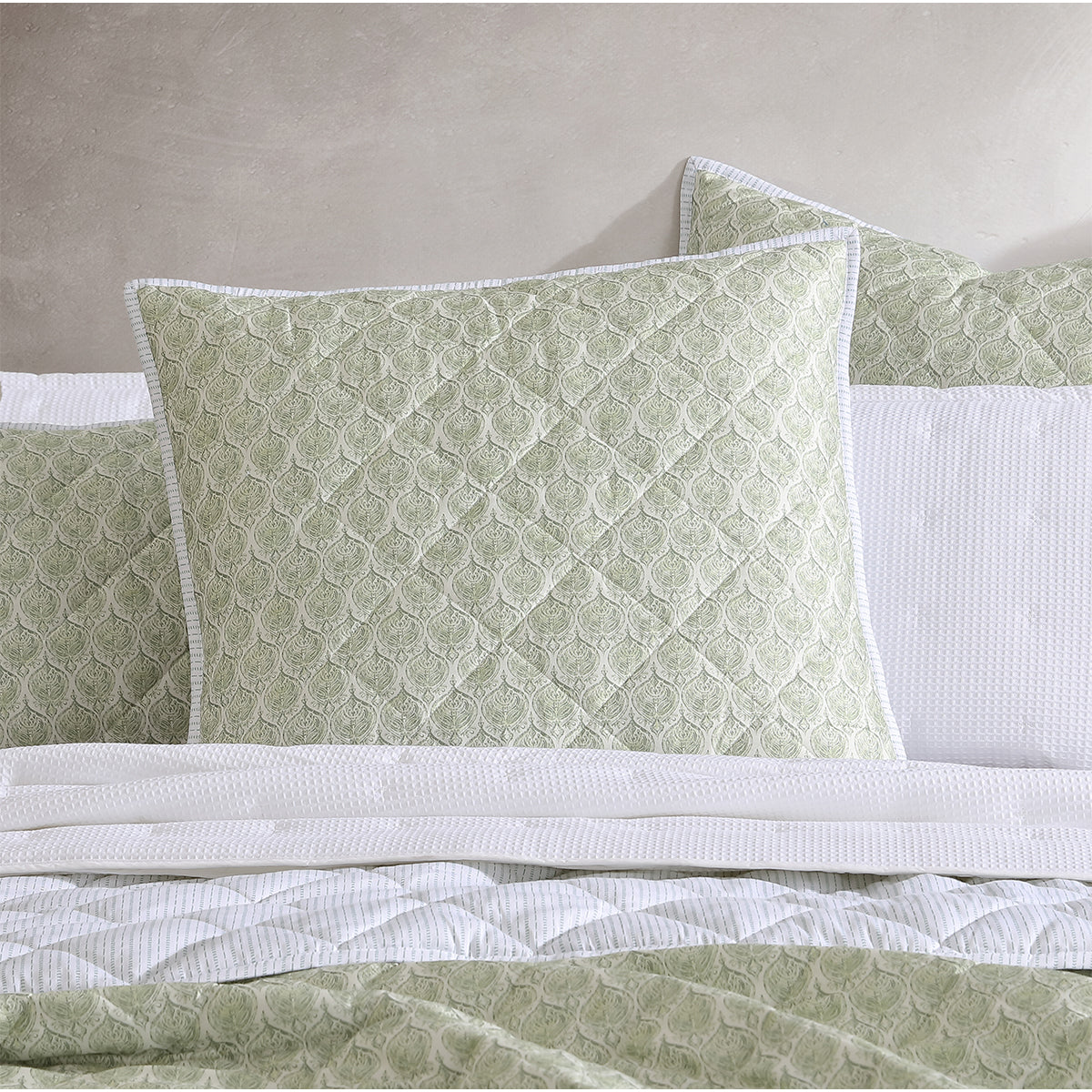 Logan and Mason Shelby Sage Boho Quilted Coverlet Set for Single/Double Beds