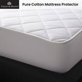Logan and Mason Premium Quilted Cotton Mattress Protector - White 45cm Wall Super King - Front View