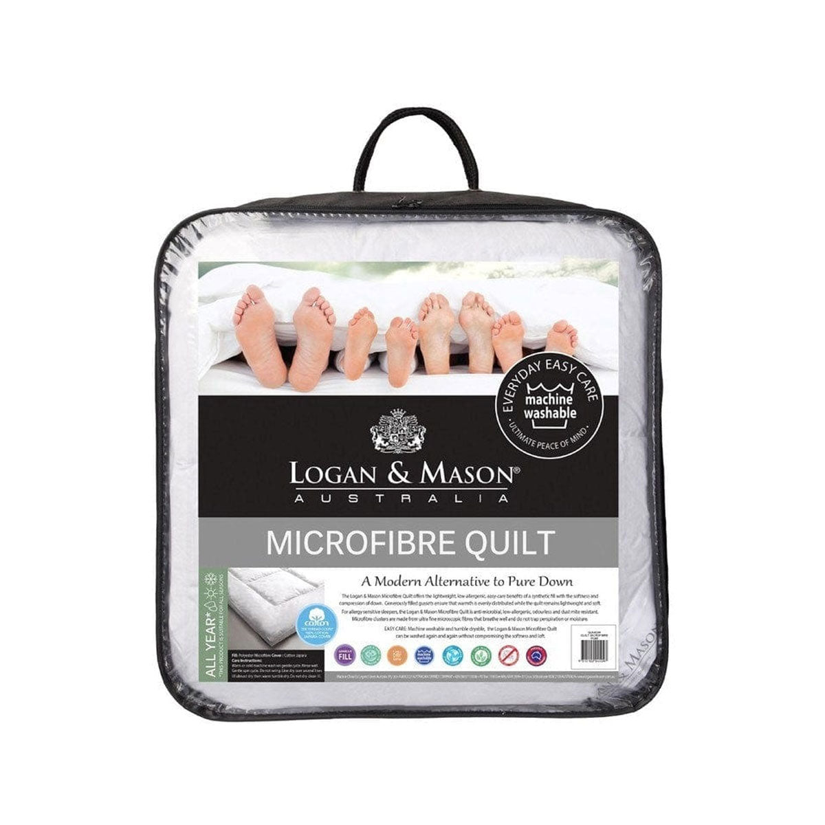 Logan and Mason 350GSM Hypoallergenic Microfiber Quilt with Cotton Cover - Double Size