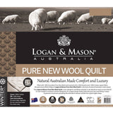 Logan and Mason Premium 500GSM Pure Wool Quilt - Queen Size Comfort - Side View