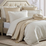 Davinci Athena Gold Woven Jacquard Chenille Quilt Cover Set Queen - Side View