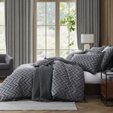 Westport Charcoal Herringbone Jacquard Queen Quilt Cover Set