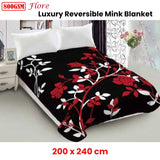 Lylac Homewares 800GSM Luxury Reversible Mink Blanket Flore Queen - Front View