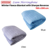 Ardor Liam Lilac Winter Fleece Blanket with Sherpa Reverse 150x200cm - Front View