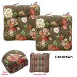 Lylac Homewares Petal Delights Set of 2 Cotton Chair Pads Elsa Brown - Front View