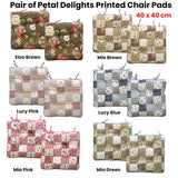 Lylac Homewares Petal Delights Set of 2 Cotton Chair Pads Elsa Brown - Side View