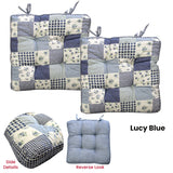 Lylac Homewares Petal Delights Set of 2 Cotton Chair Pads Lucy Blue - Front View