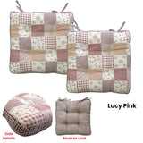 Lylac Homewares Petal Delights Set of 2 Cotton Chair Pads Lucy Pink - Front View