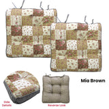 Lylac Homewares Petal Delights Set of 2 Cotton Chair Pads Mia Brown - Front View