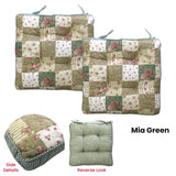Lylac Homewares Petal Delights Set of 2 Cotton Chair Pads Mia Green - Front View