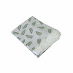 Leaf Printed Premium 60% Cotton 40% Linen Table Cloth with White Lace Edging 140 x 220 cm / 6 Seater
