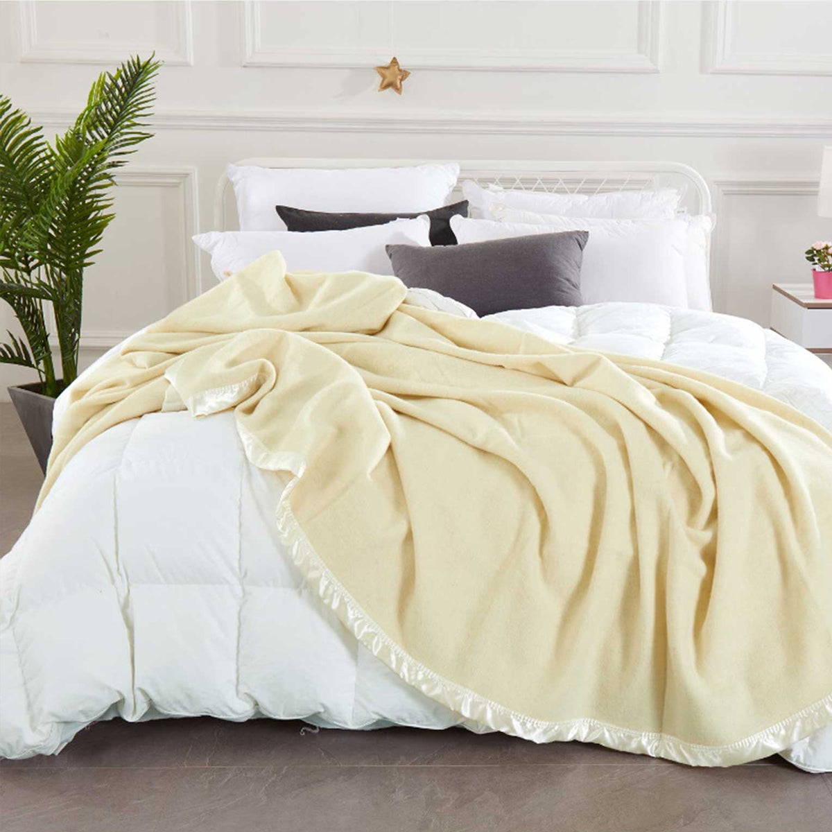 Alastairs Luxurious Cream Australian Merino Wool Blanket - Single Size