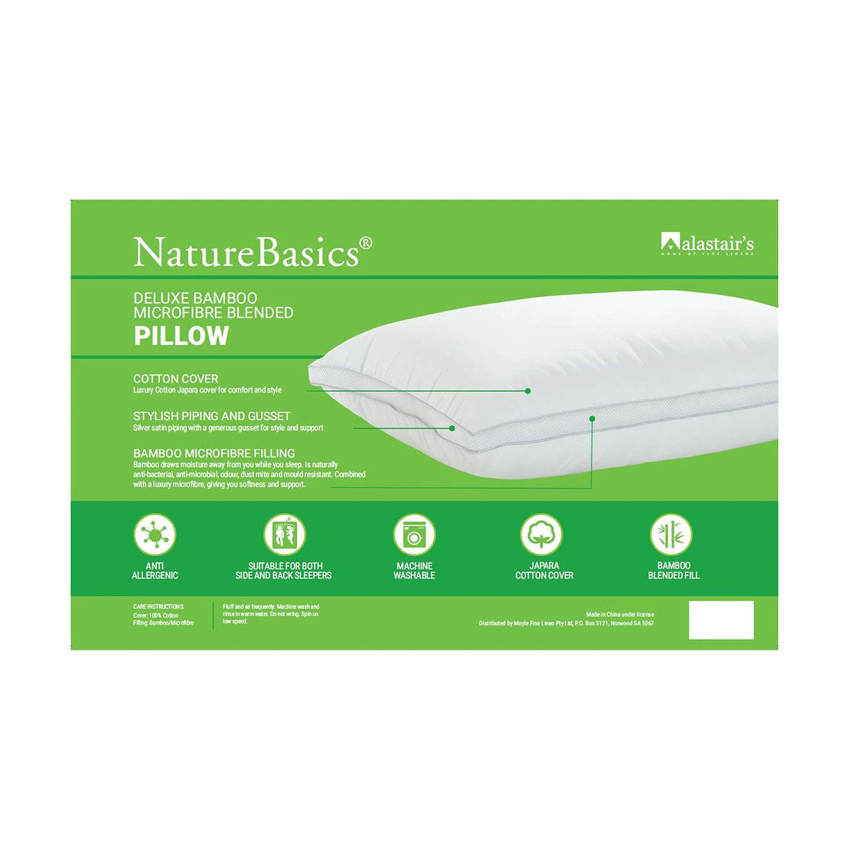 Alastairs Premium 1000GSM Bamboo Microfibre Standard Pillow for Ultimate Comfort