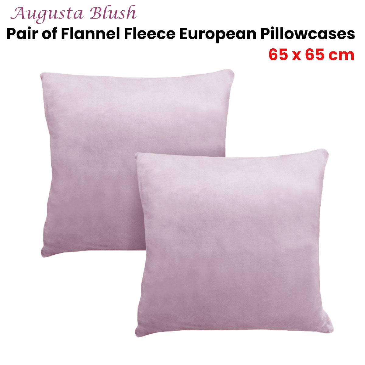 Alastairs Elegant Blush Flannel Fleece European Pillowcase Set