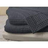 Jenny Mclean Ardent Luxurious Cotton Waffle Blanket in Charcoal for Queen Size - Side View