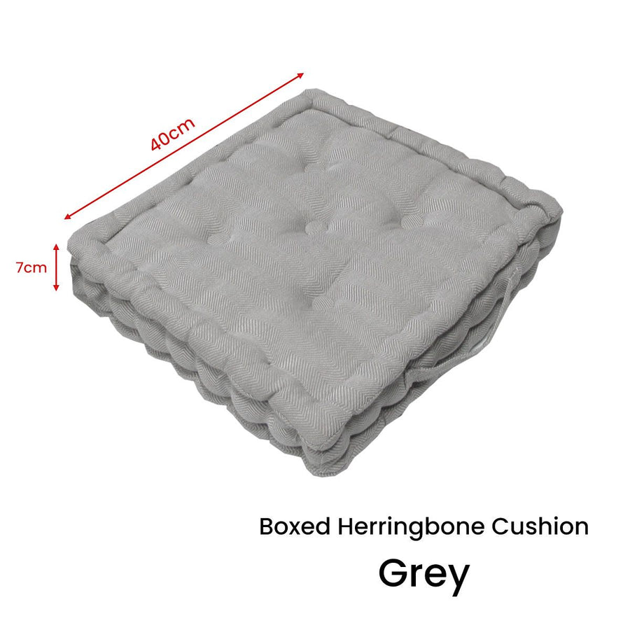 Rans Boxed Herringbone Chair Cushion Pad 40 x 40 + 7 cm Grey