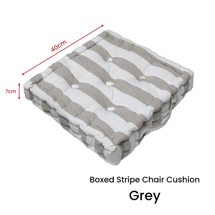 Rans Boxed Stripe Chair Cushion Pad 40 x 40 + 7 cm Grey