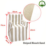 Rans Alfresco 100% Cotton Director Chair Cover - Striped Bleach Sand - Front View