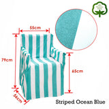 Rans Alfresco 100% Cotton Director Chair Cover - Striped Ocean Blue - Front View
