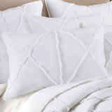 Bobby Ruffle White Cotton Coverlet Set - Super King Size by Jenny Mclean - Side View