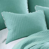 Jenny Mclean Clavo Pompom Blue 3 Piece 100% Cotton Coverlet Set King - Front View