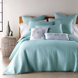 Jenny Mclean Blue Pompom 3 Piece 100% Cotton Super King Coverlet Set