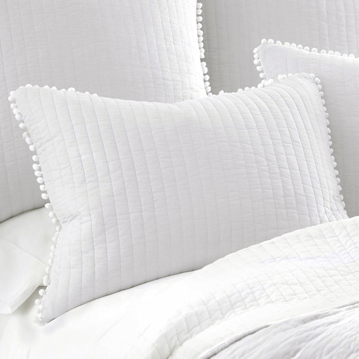 Jenny Mclean Clavo Pompom White 3-Piece 100% Cotton Super King Coverlet Ensemble