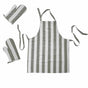 Rans Set of 3 Alfresco Stripe Cotton Apron & Oven Gloves Set Grey