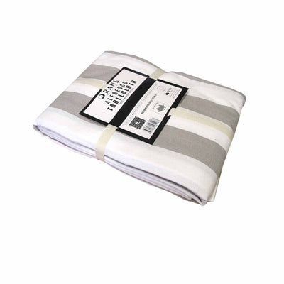 Rans Grey Alfresco Stripes Cotton Tablecloth - Choose from 2 sizes 150cm x 250cm