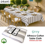 Rans Grey Alfresco Stripes Cotton Tablecloth - Choose from 2 sizes 150cm x 300cm