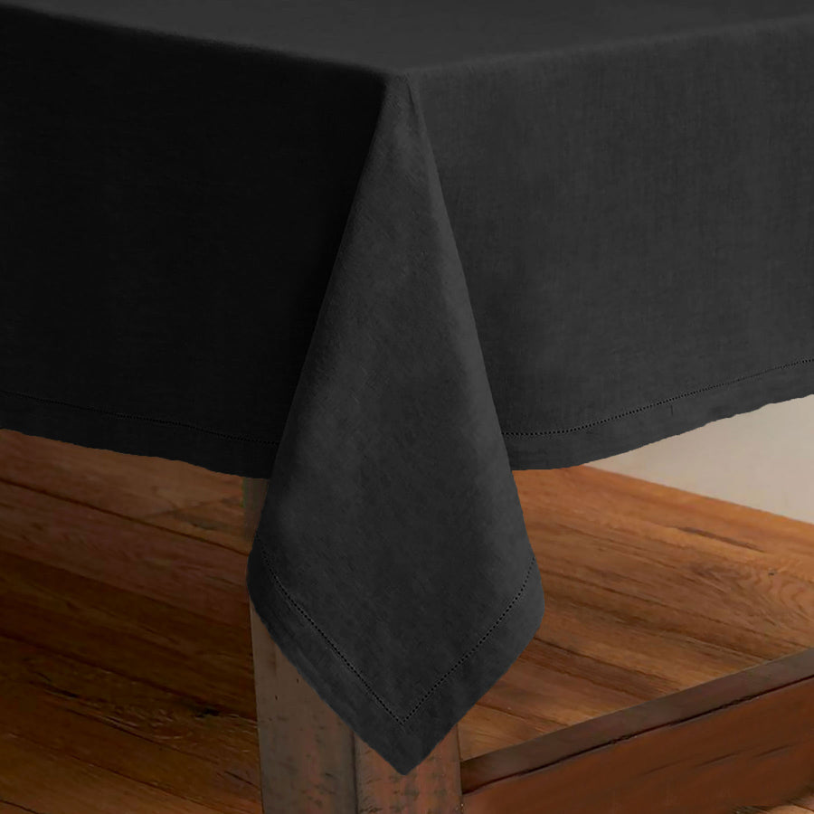 Rans Pure Cotton Hemstitch Tablecloth 150 x 260 cm - Black