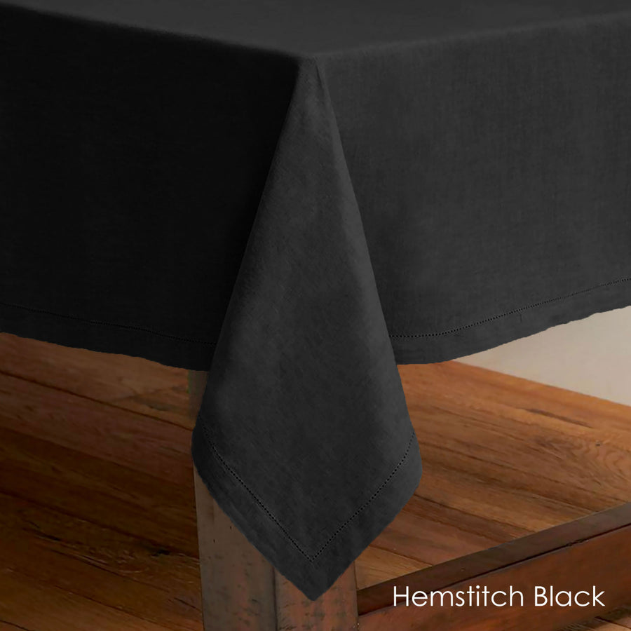 Rans Pure Cotton Hemstitch Tablecloth 150 x 260 cm - Black