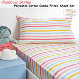 Minikins Rainbow Stripe Polyester Cotton Combo Fitted Sheet Set King Single - Front View